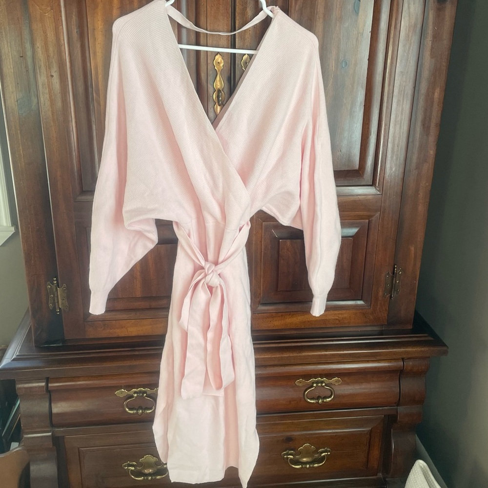 Amazon Pink Maxi Sweater Dress with Belt